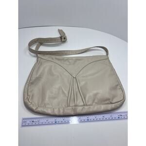 D-H Genuine Leather Vintage Tan Purse Adjustable Strap Zipper Vintage 80s